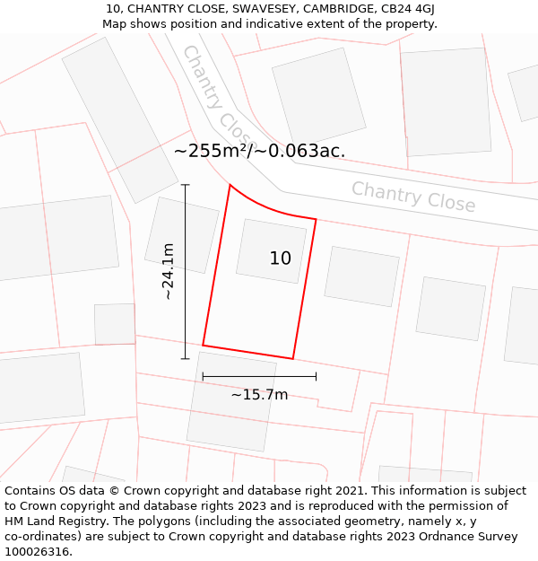 10, CHANTRY CLOSE, SWAVESEY, CAMBRIDGE, CB24 4GJ: Plot and title map