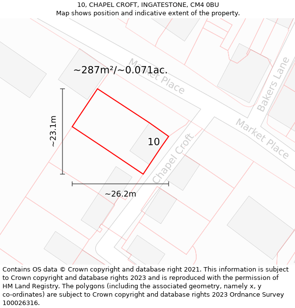 10, CHAPEL CROFT, INGATESTONE, CM4 0BU: Plot and title map