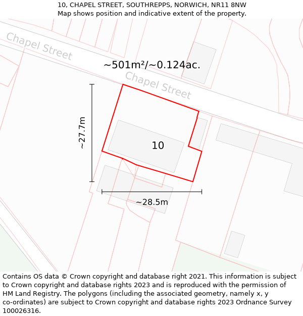 10, CHAPEL STREET, SOUTHREPPS, NORWICH, NR11 8NW: Plot and title map