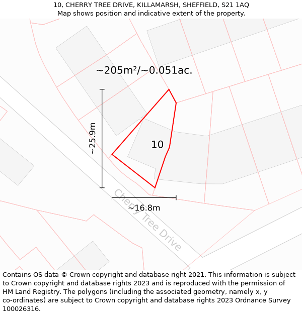 10, CHERRY TREE DRIVE, KILLAMARSH, SHEFFIELD, S21 1AQ: Plot and title map