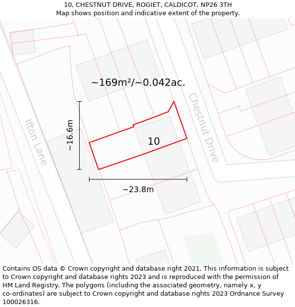 10, CHESTNUT DRIVE, ROGIET, CALDICOT, NP26 3TH: Plot and title map