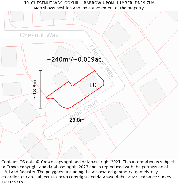 10, CHESTNUT WAY, GOXHILL, BARROW-UPON-HUMBER, DN19 7UA: Plot and title map