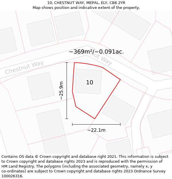 10, CHESTNUT WAY, MEPAL, ELY, CB6 2YR: Plot and title map