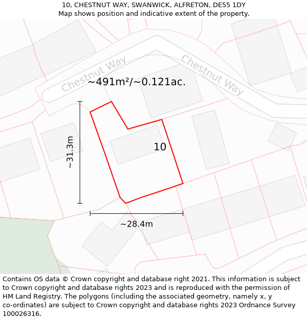 10, CHESTNUT WAY, SWANWICK, ALFRETON, DE55 1DY: Plot and title map