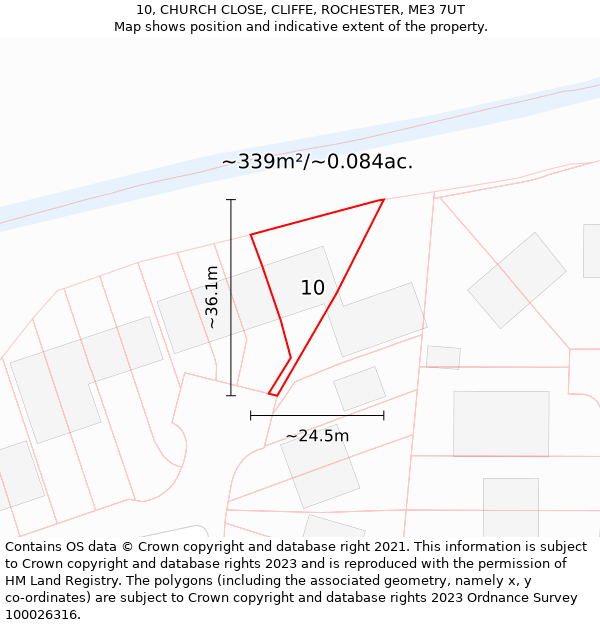 10, CHURCH CLOSE, CLIFFE, ROCHESTER, ME3 7UT: Plot and title map