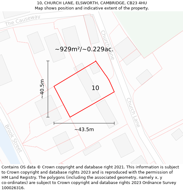 10, CHURCH LANE, ELSWORTH, CAMBRIDGE, CB23 4HU: Plot and title map