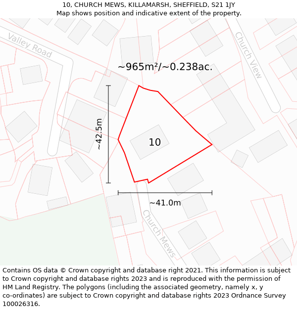 10, CHURCH MEWS, KILLAMARSH, SHEFFIELD, S21 1JY: Plot and title map