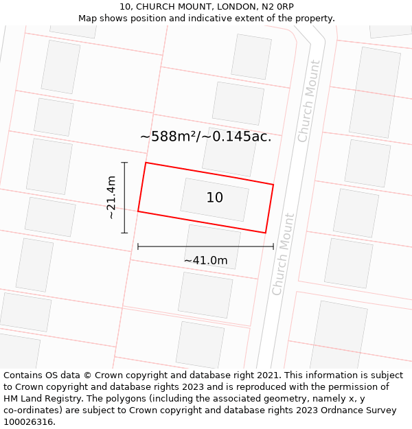 10, CHURCH MOUNT, LONDON, N2 0RP: Plot and title map