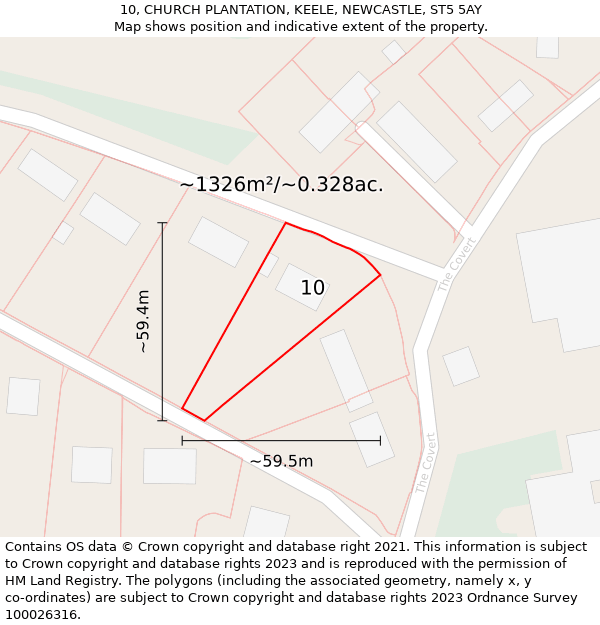 10, CHURCH PLANTATION, KEELE, NEWCASTLE, ST5 5AY: Plot and title map