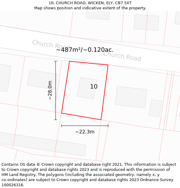 10, CHURCH ROAD, WICKEN, ELY, CB7 5XT: Plot and title map