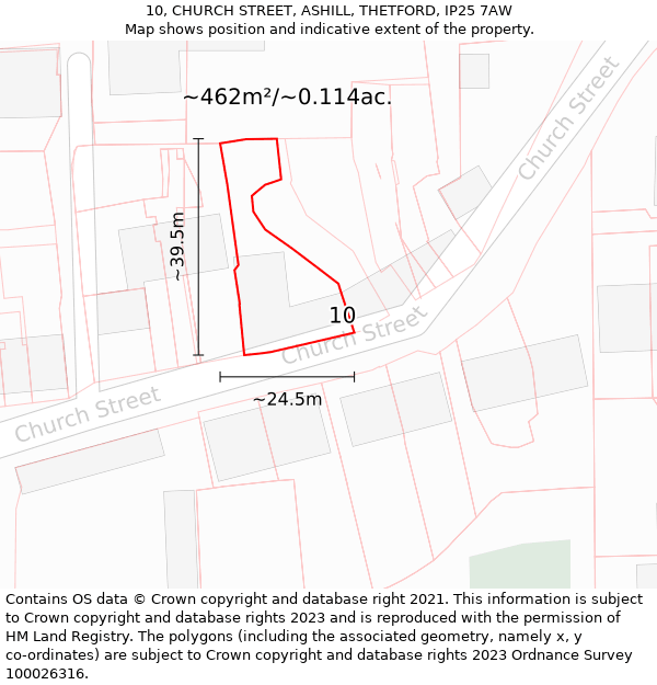 10, CHURCH STREET, ASHILL, THETFORD, IP25 7AW: Plot and title map