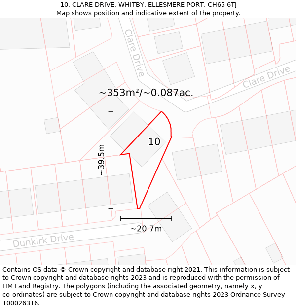 10, CLARE DRIVE, WHITBY, ELLESMERE PORT, CH65 6TJ: Plot and title map