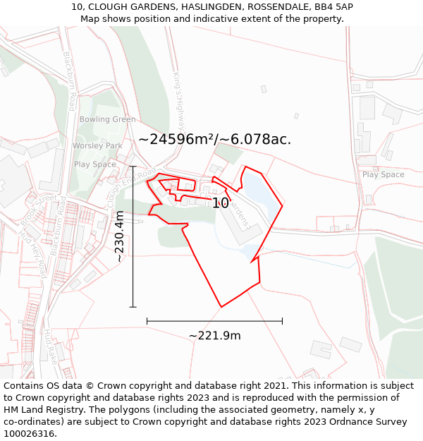 10, CLOUGH GARDENS, HASLINGDEN, ROSSENDALE, BB4 5AP: Plot and title map
