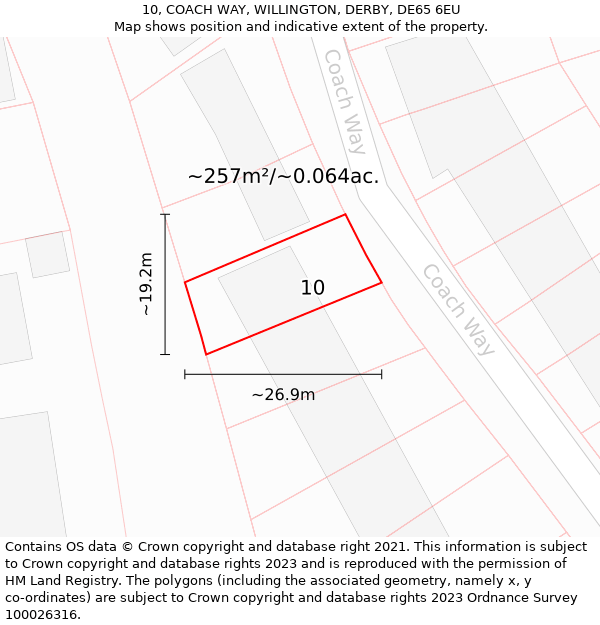 10, COACH WAY, WILLINGTON, DERBY, DE65 6EU: Plot and title map