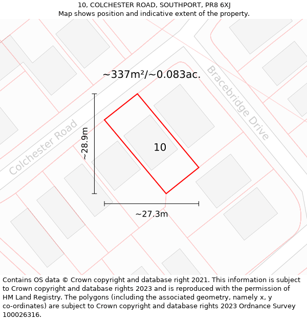 10, COLCHESTER ROAD, SOUTHPORT, PR8 6XJ: Plot and title map