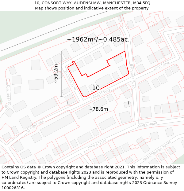 10, CONSORT WAY, AUDENSHAW, MANCHESTER, M34 5FQ: Plot and title map