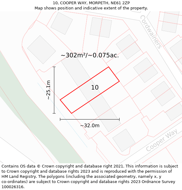 10, COOPER WAY, MORPETH, NE61 2ZP: Plot and title map