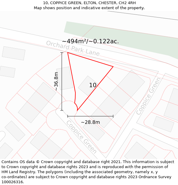 10, COPPICE GREEN, ELTON, CHESTER, CH2 4RH: Plot and title map