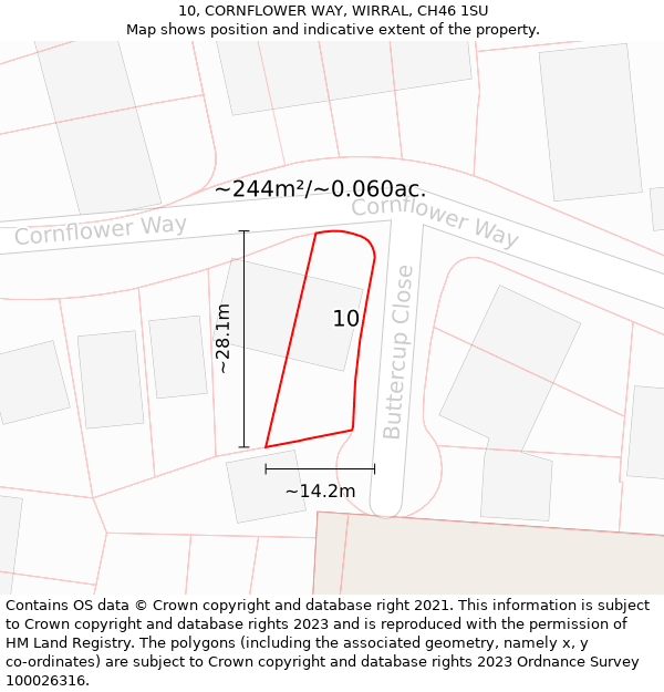 10, CORNFLOWER WAY, WIRRAL, CH46 1SU: Plot and title map