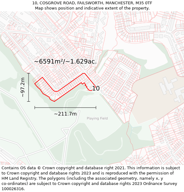 10, COSGROVE ROAD, FAILSWORTH, MANCHESTER, M35 0TF: Plot and title map