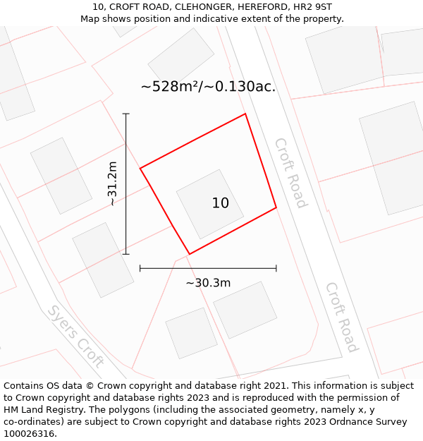10, CROFT ROAD, CLEHONGER, HEREFORD, HR2 9ST: Plot and title map