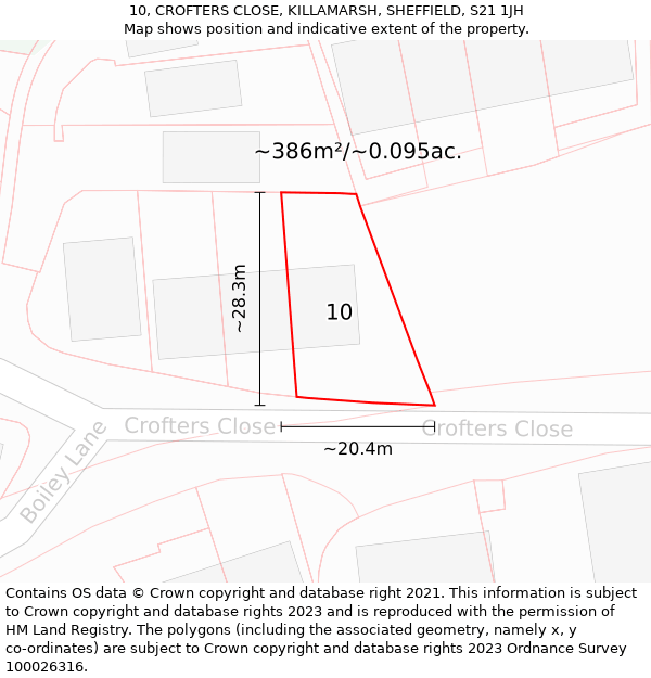 10, CROFTERS CLOSE, KILLAMARSH, SHEFFIELD, S21 1JH: Plot and title map