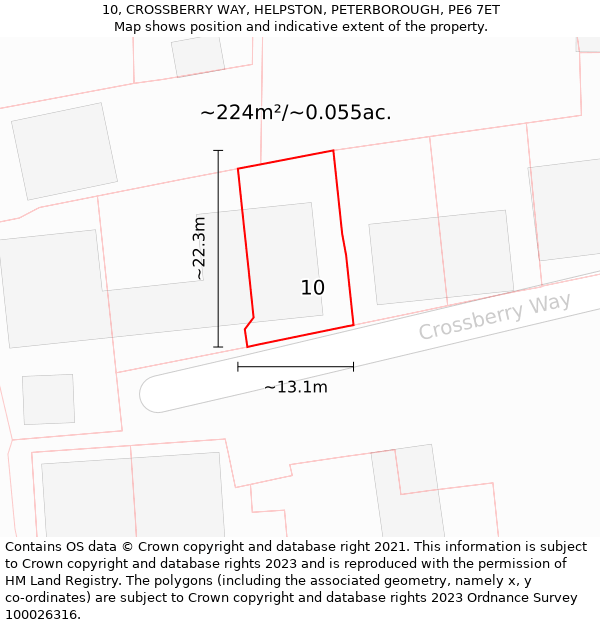 10, CROSSBERRY WAY, HELPSTON, PETERBOROUGH, PE6 7ET: Plot and title map