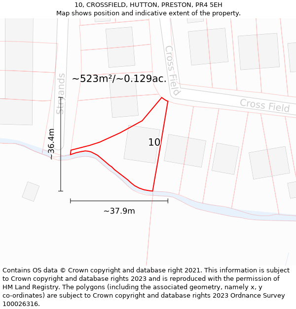 10, CROSSFIELD, HUTTON, PRESTON, PR4 5EH: Plot and title map