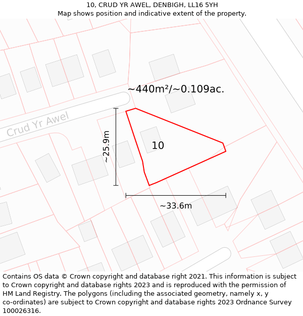 10, CRUD YR AWEL, DENBIGH, LL16 5YH: Plot and title map