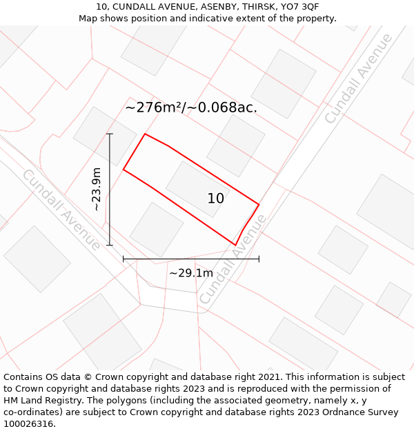 10, CUNDALL AVENUE, ASENBY, THIRSK, YO7 3QF: Plot and title map