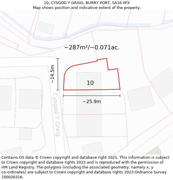 10, CYSGOD Y GRAIG, BURRY PORT, SA16 0FX: Plot and title map