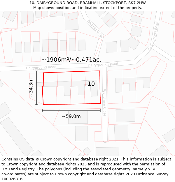 10, DAIRYGROUND ROAD, BRAMHALL, STOCKPORT, SK7 2HW: Plot and title map