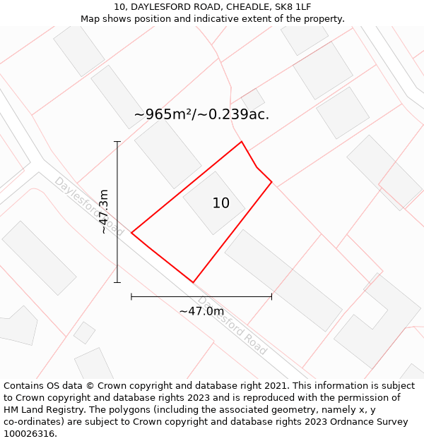 10, DAYLESFORD ROAD, CHEADLE, SK8 1LF: Plot and title map