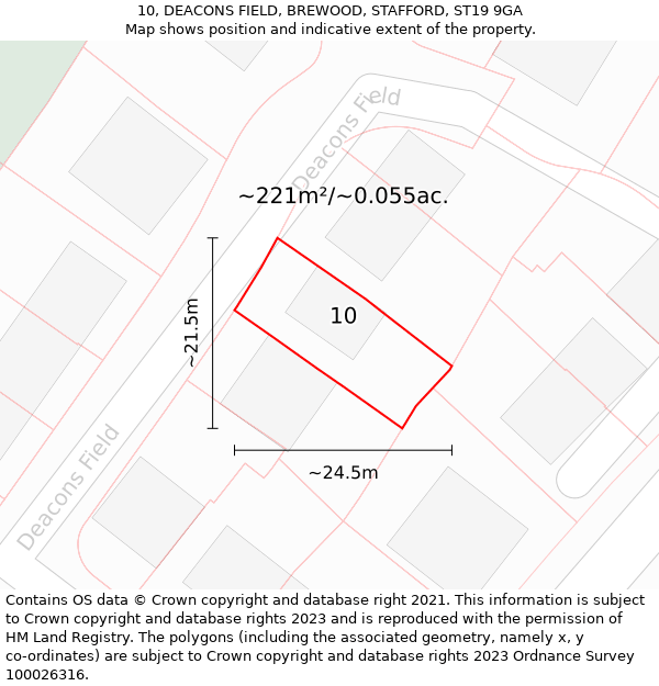 10, DEACONS FIELD, BREWOOD, STAFFORD, ST19 9GA: Plot and title map