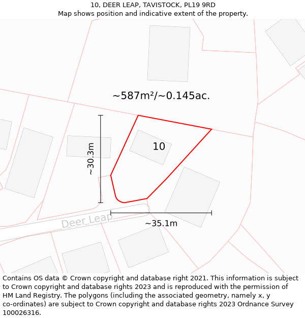 10, DEER LEAP, TAVISTOCK, PL19 9RD: Plot and title map