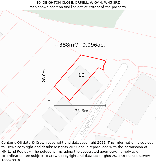 10, DEIGHTON CLOSE, ORRELL, WIGAN, WN5 8RZ: Plot and title map