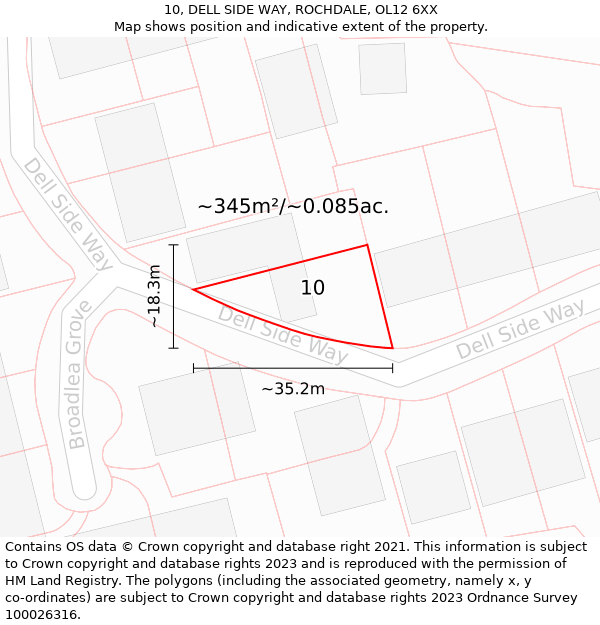 10, DELL SIDE WAY, ROCHDALE, OL12 6XX: Plot and title map