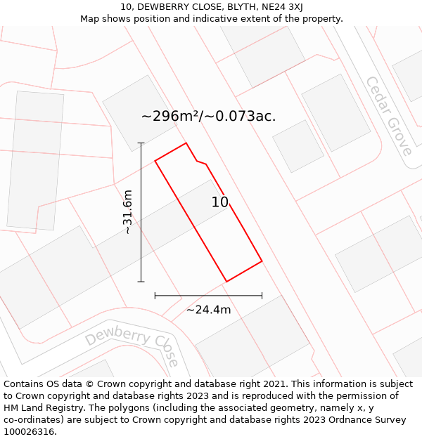 10, DEWBERRY CLOSE, BLYTH, NE24 3XJ: Plot and title map