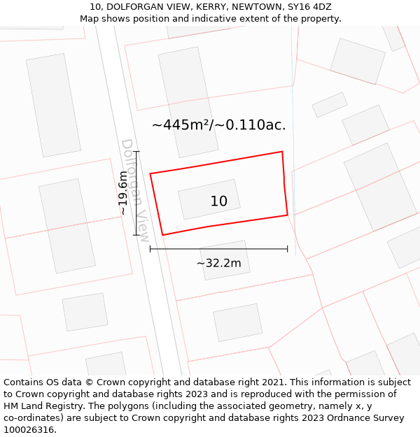 10, DOLFORGAN VIEW, KERRY, NEWTOWN, SY16 4DZ: Plot and title map