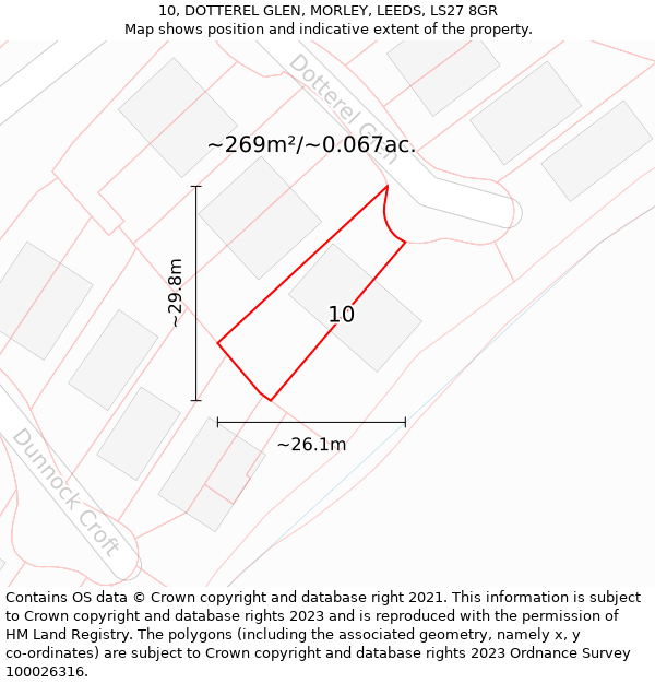 10, DOTTEREL GLEN, MORLEY, LEEDS, LS27 8GR: Plot and title map