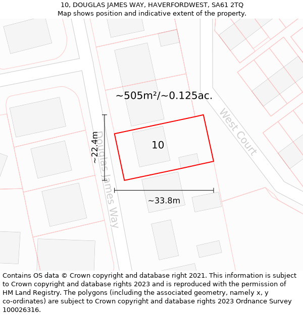 10, DOUGLAS JAMES WAY, HAVERFORDWEST, SA61 2TQ: Plot and title map