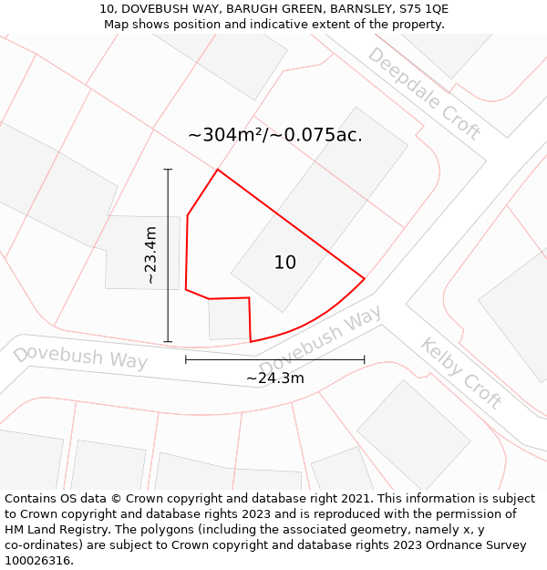 10, DOVEBUSH WAY, BARUGH GREEN, BARNSLEY, S75 1QE: Plot and title map