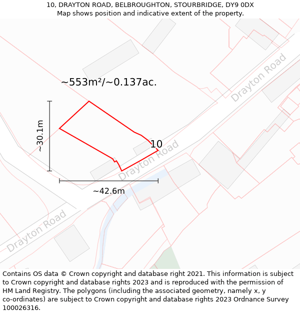 10, DRAYTON ROAD, BELBROUGHTON, STOURBRIDGE, DY9 0DX: Plot and title map