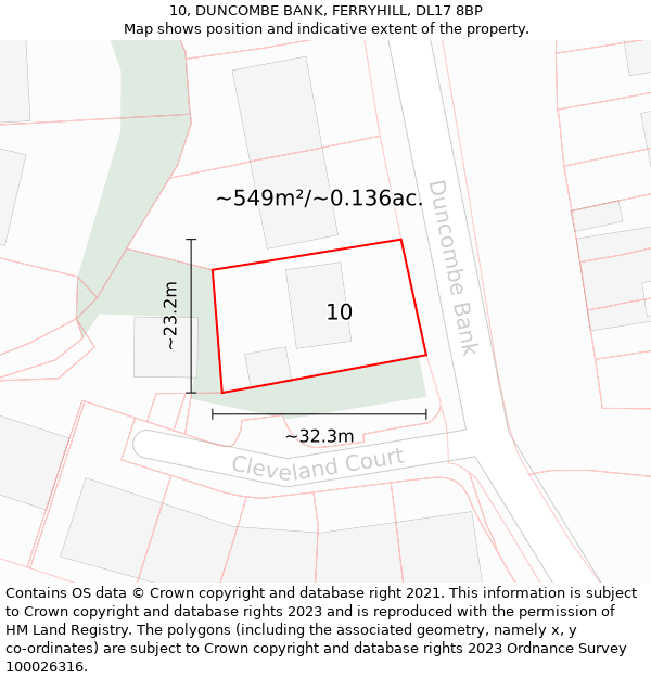 10, DUNCOMBE BANK, FERRYHILL, DL17 8BP: Plot and title map