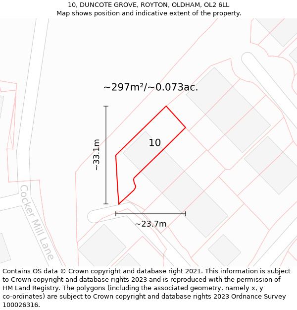 10, DUNCOTE GROVE, ROYTON, OLDHAM, OL2 6LL: Plot and title map