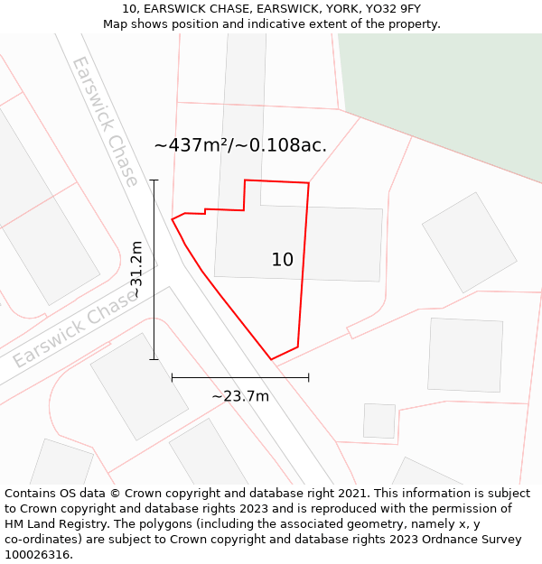 10, EARSWICK CHASE, EARSWICK, YORK, YO32 9FY: Plot and title map