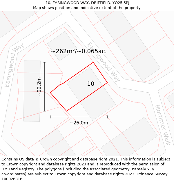 10, EASINGWOOD WAY, DRIFFIELD, YO25 5PJ: Plot and title map