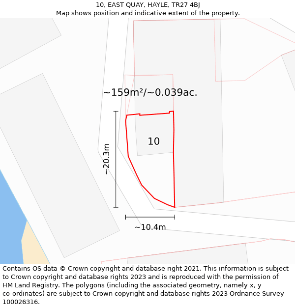 10, EAST QUAY, HAYLE, TR27 4BJ: Plot and title map