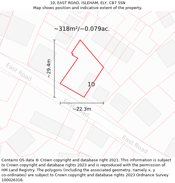 10, EAST ROAD, ISLEHAM, ELY, CB7 5SN: Plot and title map