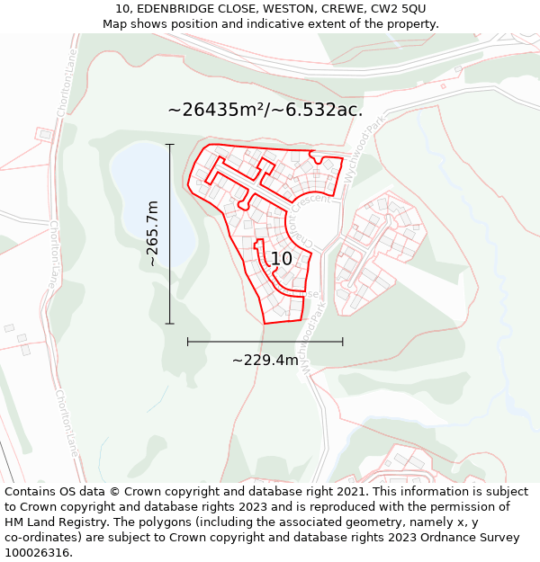 10, EDENBRIDGE CLOSE, WESTON, CREWE, CW2 5QU: Plot and title map